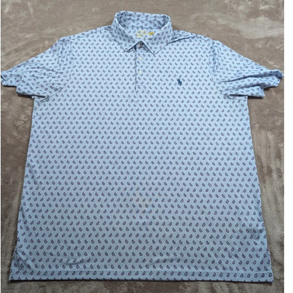 Polo Ralph Lauren Polo Mens XL Light Blue Paisley Performance Stretch Golf Shirt